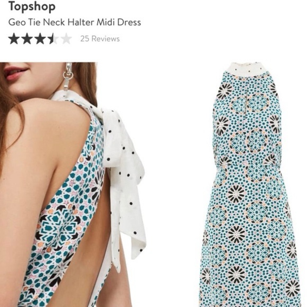 Top Shop Geo Tie Neck Halter Midi Dress